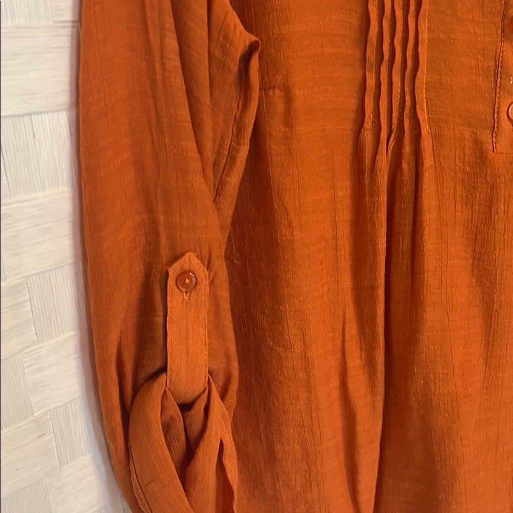 Orange Button-Up Blouse - Picture 4 of 5